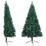 Vidaxl kunstkerstboom met verlichting en kerstballen half 120 cm groen