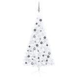 VidaXL Kunstkerstboom met verlichting en kerstballen half 150 cm wit