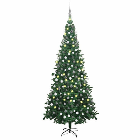 Vidaxl kunstkerstboom met verlichting en kerstballen l 240 cm groen