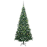 VidaXL Kunstkerstboom met verlichting en kerstballen L 240 cm groen