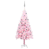 Vidaxl kunstkerstboom met verlichting en kerstballen 150 cm pvc roze