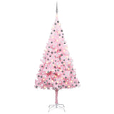 VidaXL Kunstkerstboom met verlichting en kerstballen 210 cm PVC roze