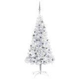 VidaXL Kunstkerstboom met verlichting en kerstballen 150 cm PET zilver