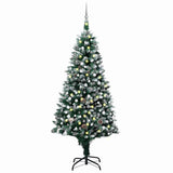 Vidaxl kunstkerstboom met led en kerstballen en dennenappels 210 cm