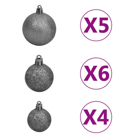 Vidaxl kunstkerstboom met verlichting en kerstballen 120 cm pvc groen