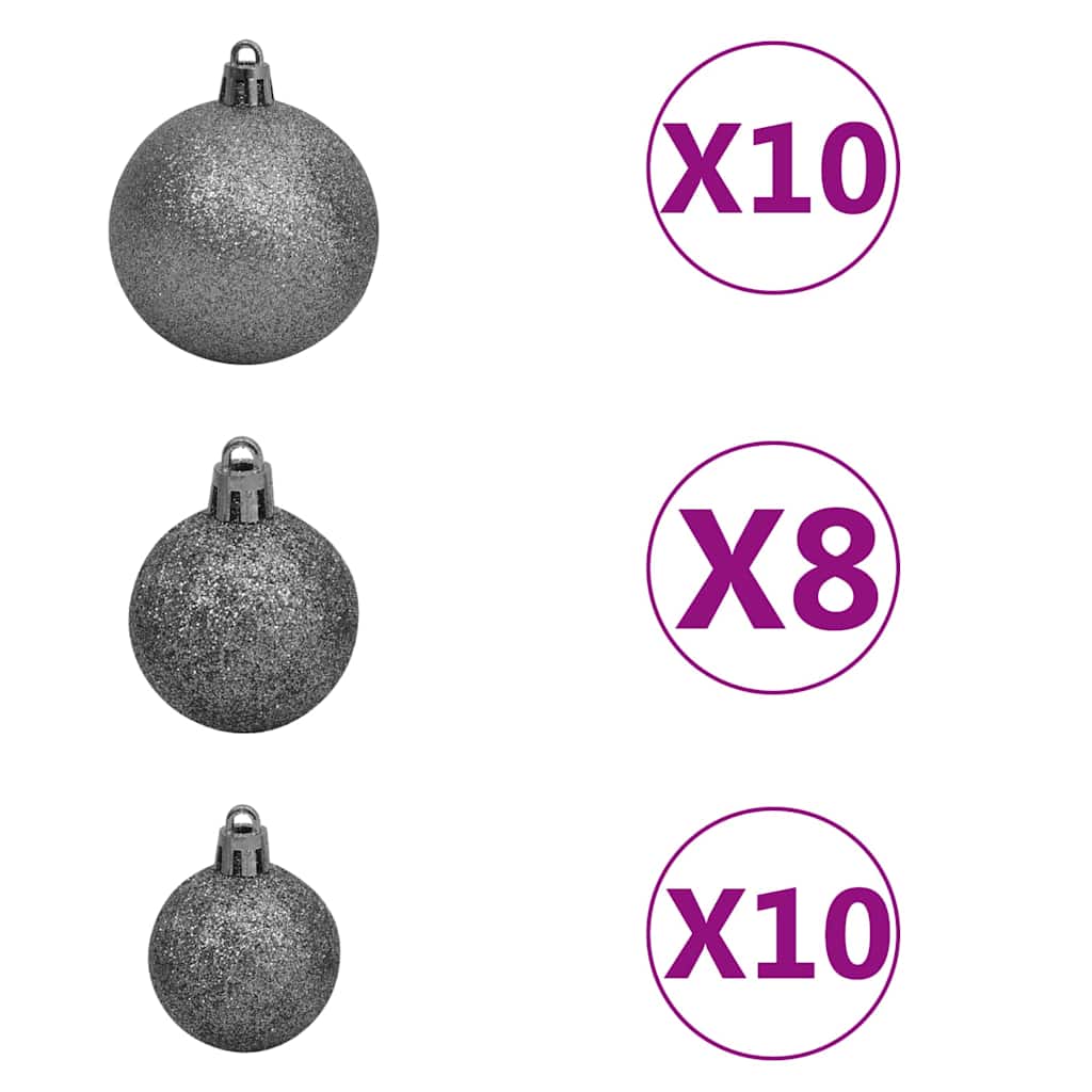 Vidaxl kunstkerstboom met verlichting en kerstballen 240 cm groen