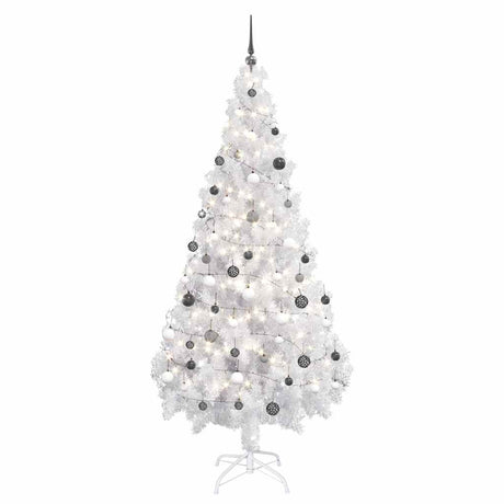 Vidaxl kunstkerstboom met verlichting en kerstballen 180 cm pvc wit