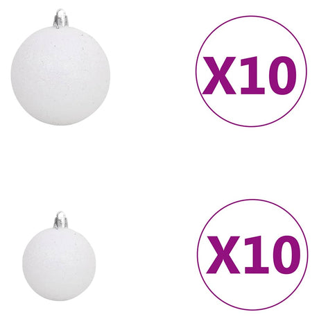 Vidaxl kunstkerstboom met verlichting en kerstballen 180 cm pvc wit