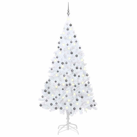 Vidaxl kunstkerstboom met verlichting en kerstballen 240 cm wit