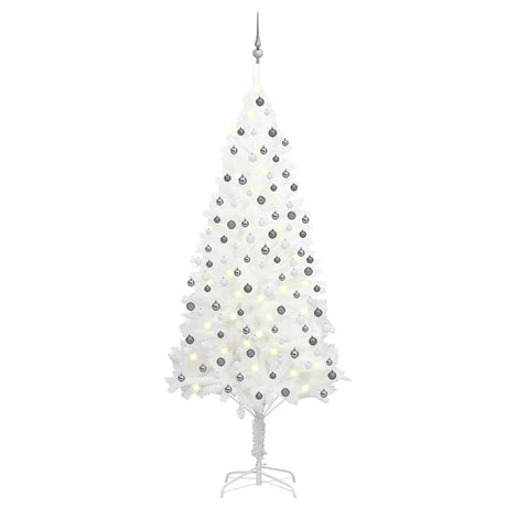 Vidaxl kunstkerstboom met verlichting en kerstballen 210 cm pvc wit