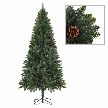 Vidaxl kunstkerstboom met verlichting en dennenappels 180 cm groen
