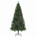 Vidaxl kunstkerstboom met verlichting en dennenappels 210 cm groen