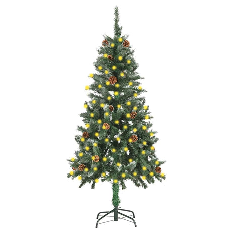 Vidaxl kunstkerstboom met verlichting en dennenappels 150 cm