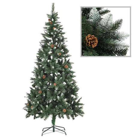 VidaXL Kunstkerstboom met verlichting en dennenappels 210 cm