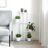 Vidaxl bloemenstandaard met 4 lagen 43x22x76 cm metaal wit