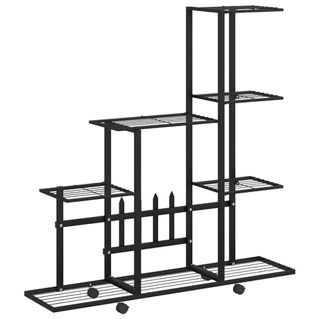Vidaxl bloemenstandaard met wielen 94,5x25x92,5 cm metaal zwart