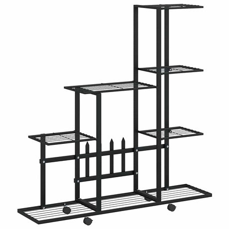 Vidaxl bloemenstandaard met wielen 94,5x25x92,5 cm metaal zwart