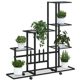 Vidaxl bloemenstandaard met wielen 94,5x25x92,5 cm metaal zwart