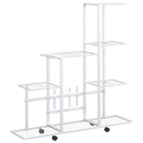 Vidaxl bloemenstandaard met wielen 94,5x25x92,5 cm metaal wit