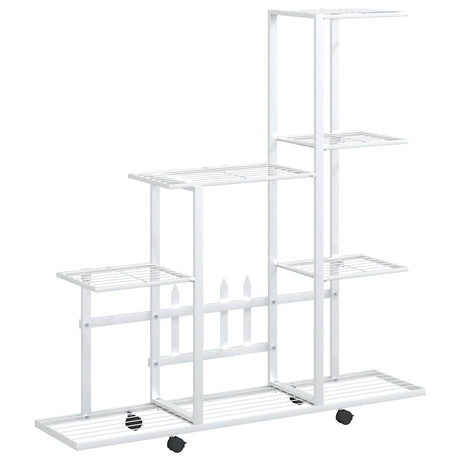 Vidaxl bloemenstandaard met wielen 94,5x25x92,5 cm metaal wit
