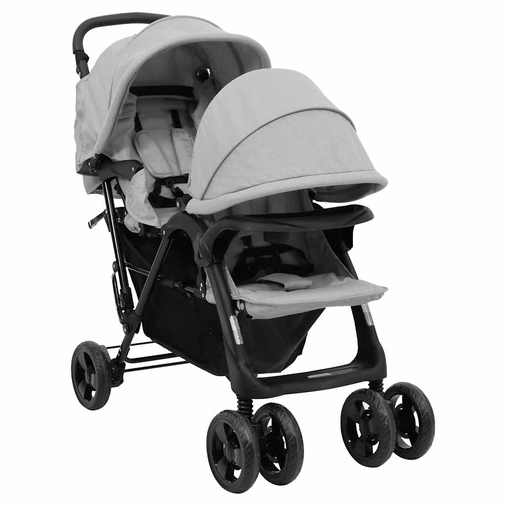 Vidaxl Twin Children Tandem Steel Light Gray