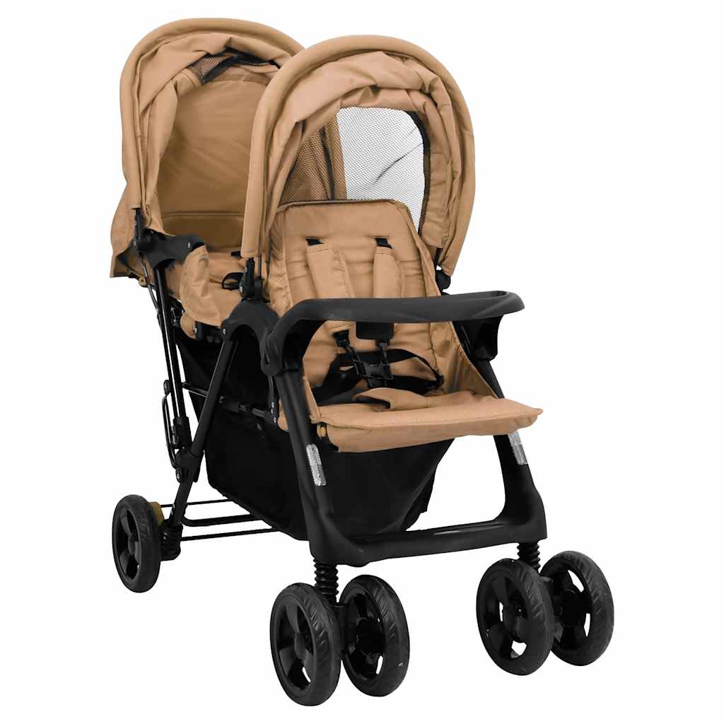 Vidaxl Twin Children Tandem Staal Taupe