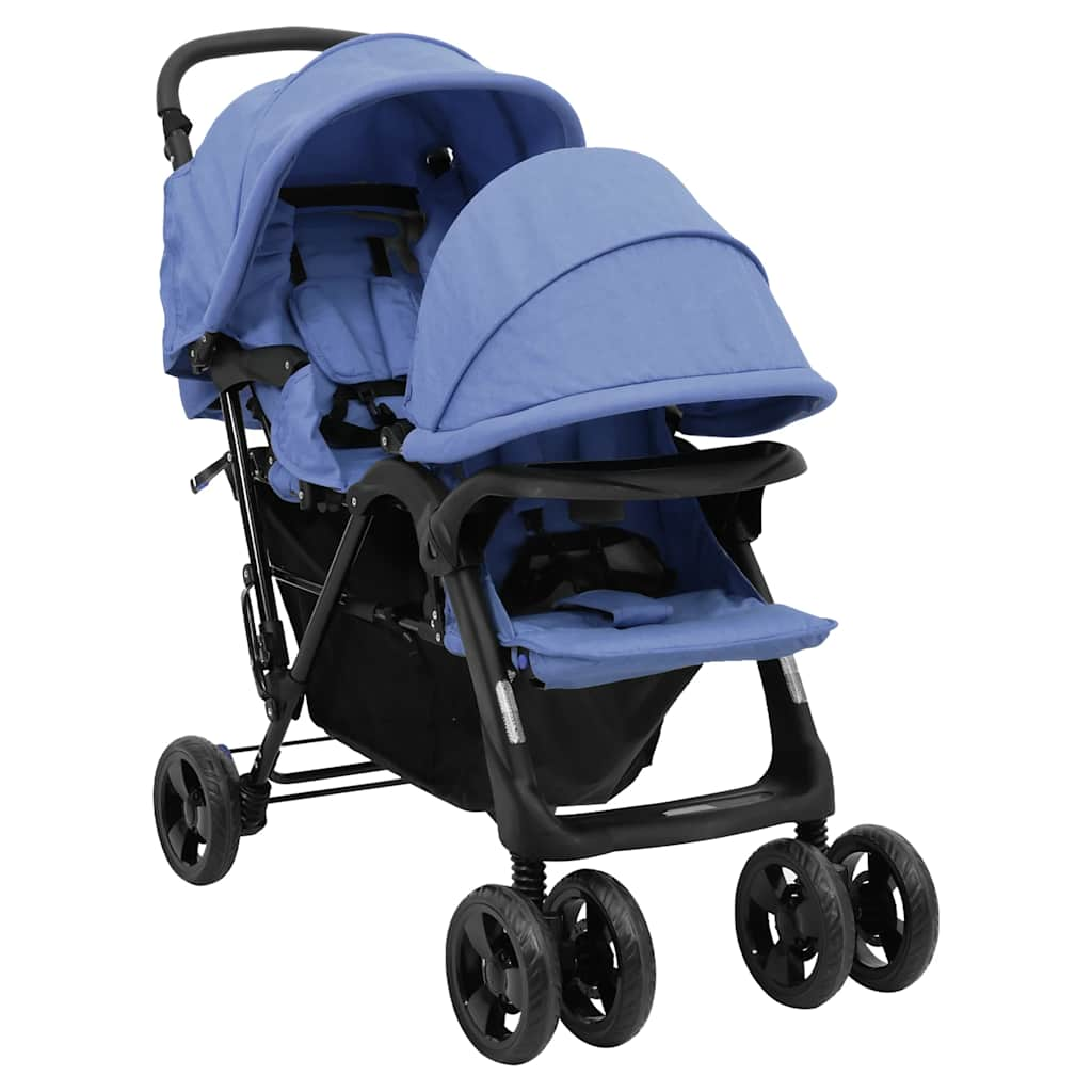 Vidaxl Twin Children Tandem Steel Navy Blue