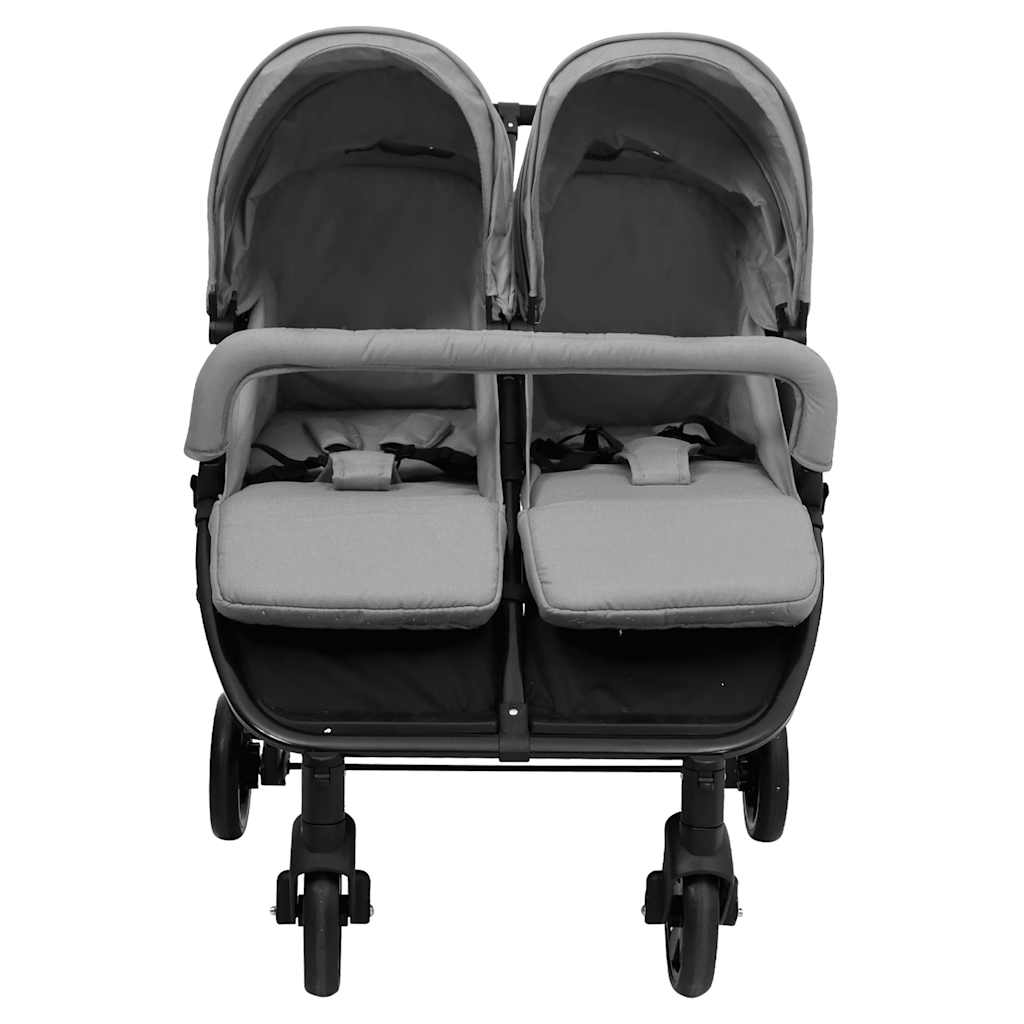 Vidaxl twin buggy acier gris clair et noir