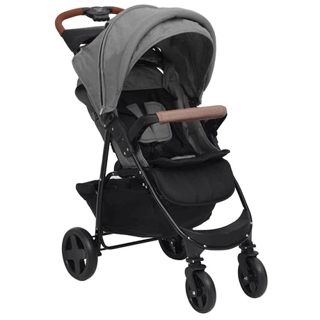 Vidaxl kinderwagen 3-in-1 staal lichtgrijs