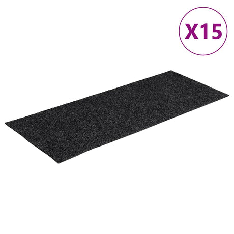 Vidaxl trapmatten zelfklevend 15 stuks 60x25 cm donkergrijs rechthoekig