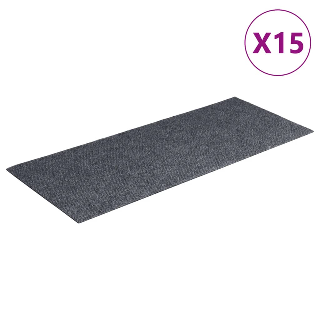 Vidaxl 15 st trapmatten zelfklevend rechthoekig 60x25 cm lichtgrijs