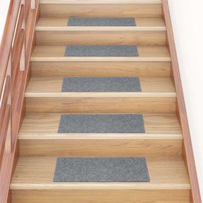 Vidaxl trapmatten zelfklevend 15 stuks 60x25 cm lichtgrijs rechthoekig