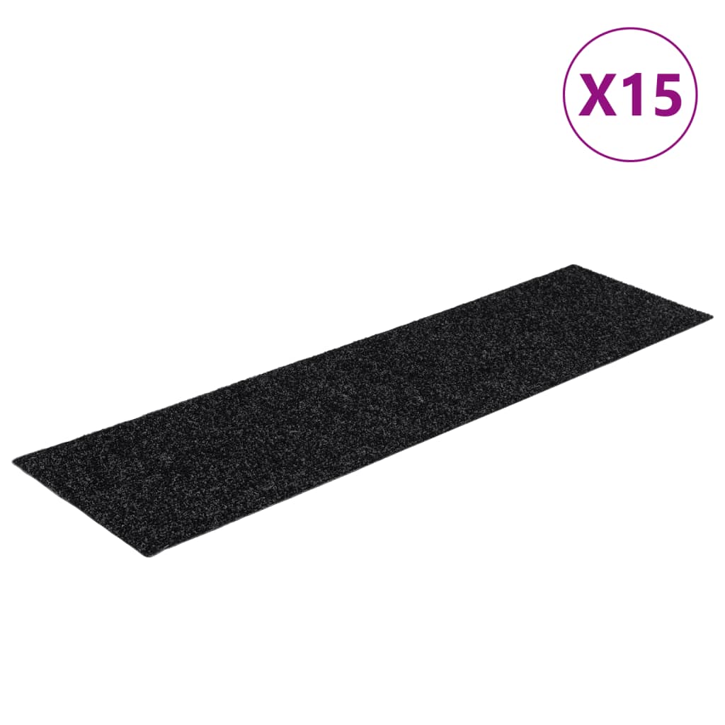 VIDAXL 15 ST -Pedalmatten Selbstadhäsiv rechteckig 76x20 cm Schwarz