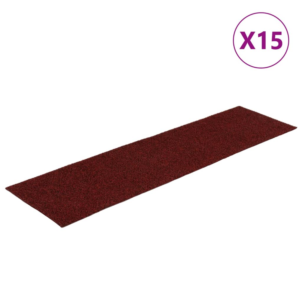 Vidaxl 15 st trapmatten zelfklevend rechthoekig 76x20 cm rood