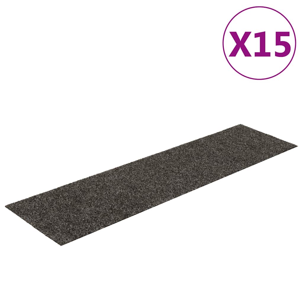 Vidaxl trapmatten zelfklevend 15 stuks 76x20 cm antraciet rechthoekig