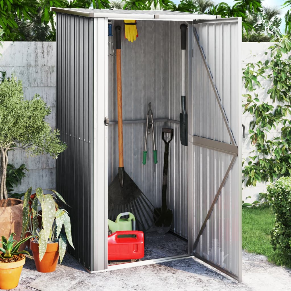 Vidaxl Garden Shed 118.5x97x209.5 cm de acero galvanizado gris