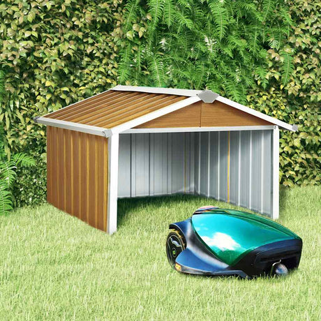 Vidaxl overkapping voor robotmaaier 92x97x63 cm staal bruin
