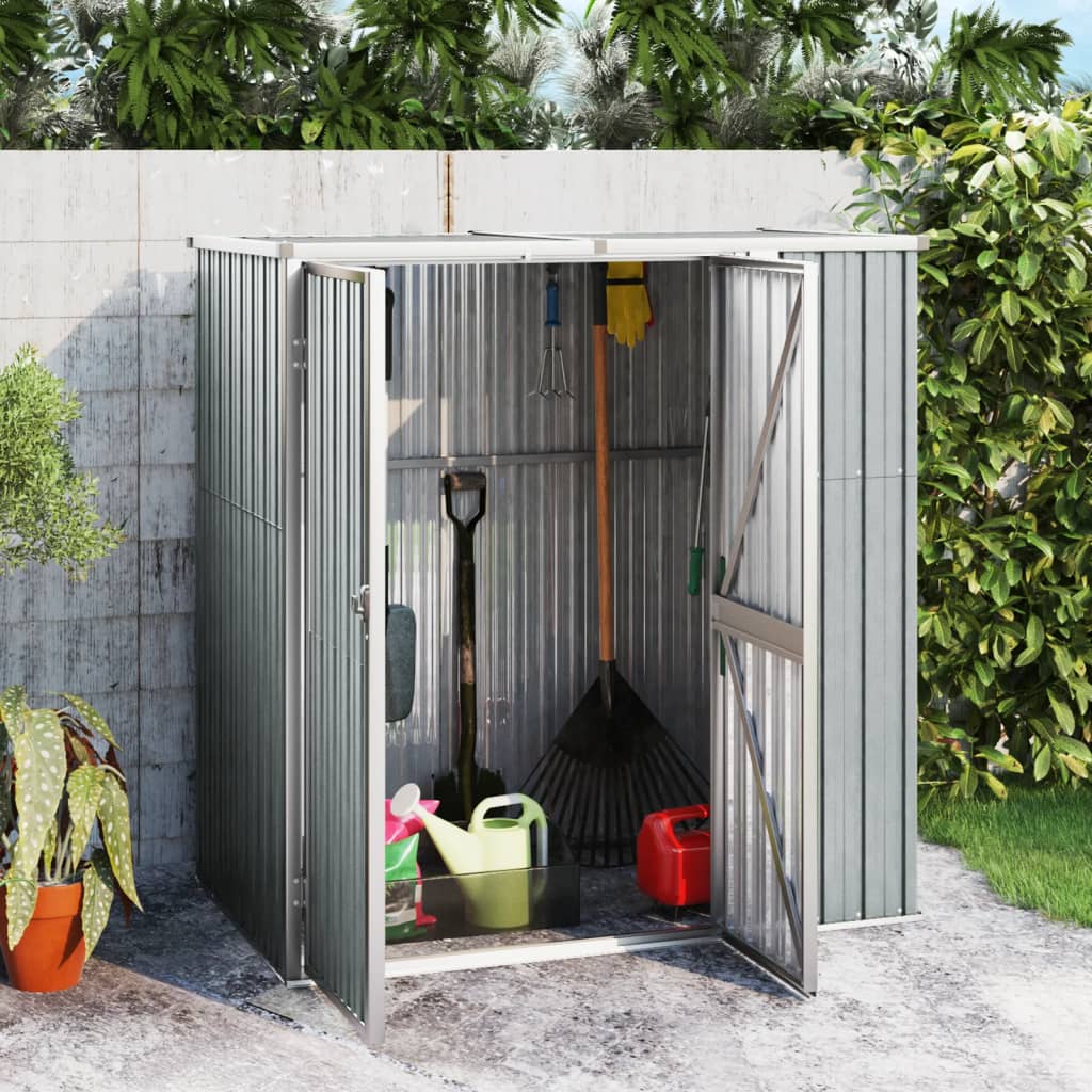 Vidaxl Garden Shed 161x89x161 cm de acero galvanizado gris