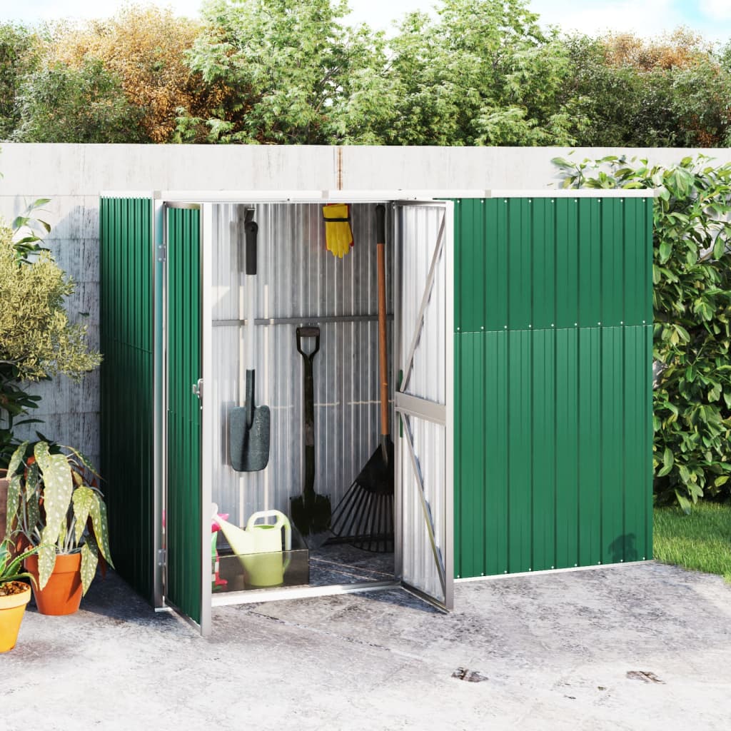 Vidaxl Garden Shed 225x89x161 cm de acero galvanizado verde