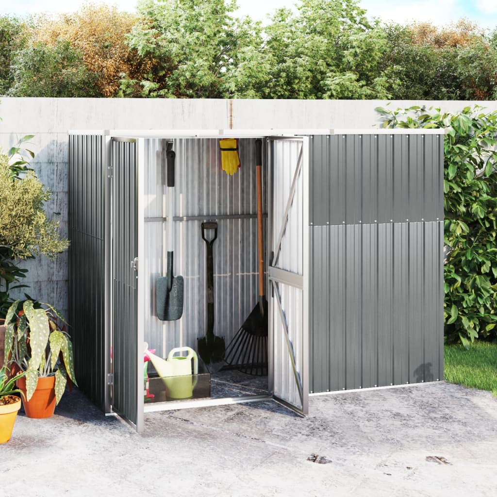 Vidaxl garden shed 225x89x161 cm galvanized steel gray