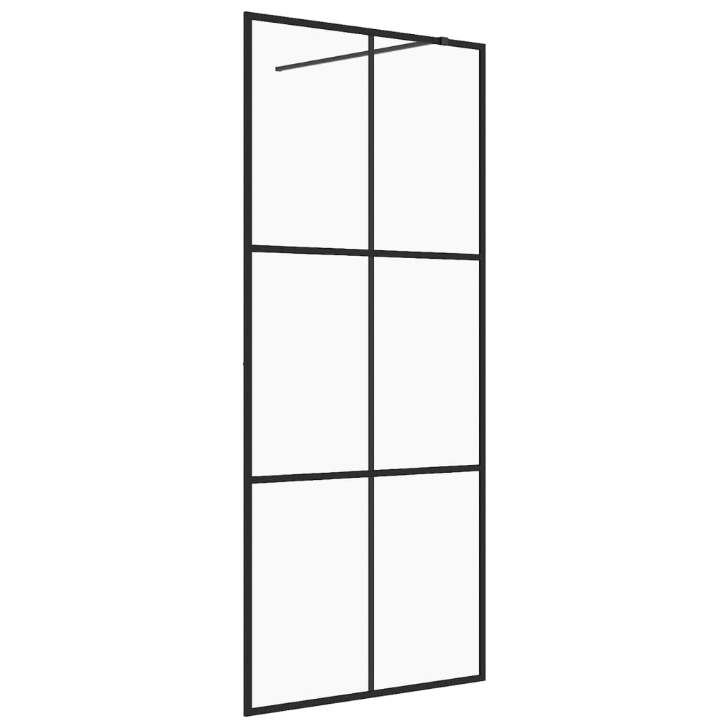 Vidaxl Walk-in tuš stena 100x195 cm prozorna in črna ESG-GLAS