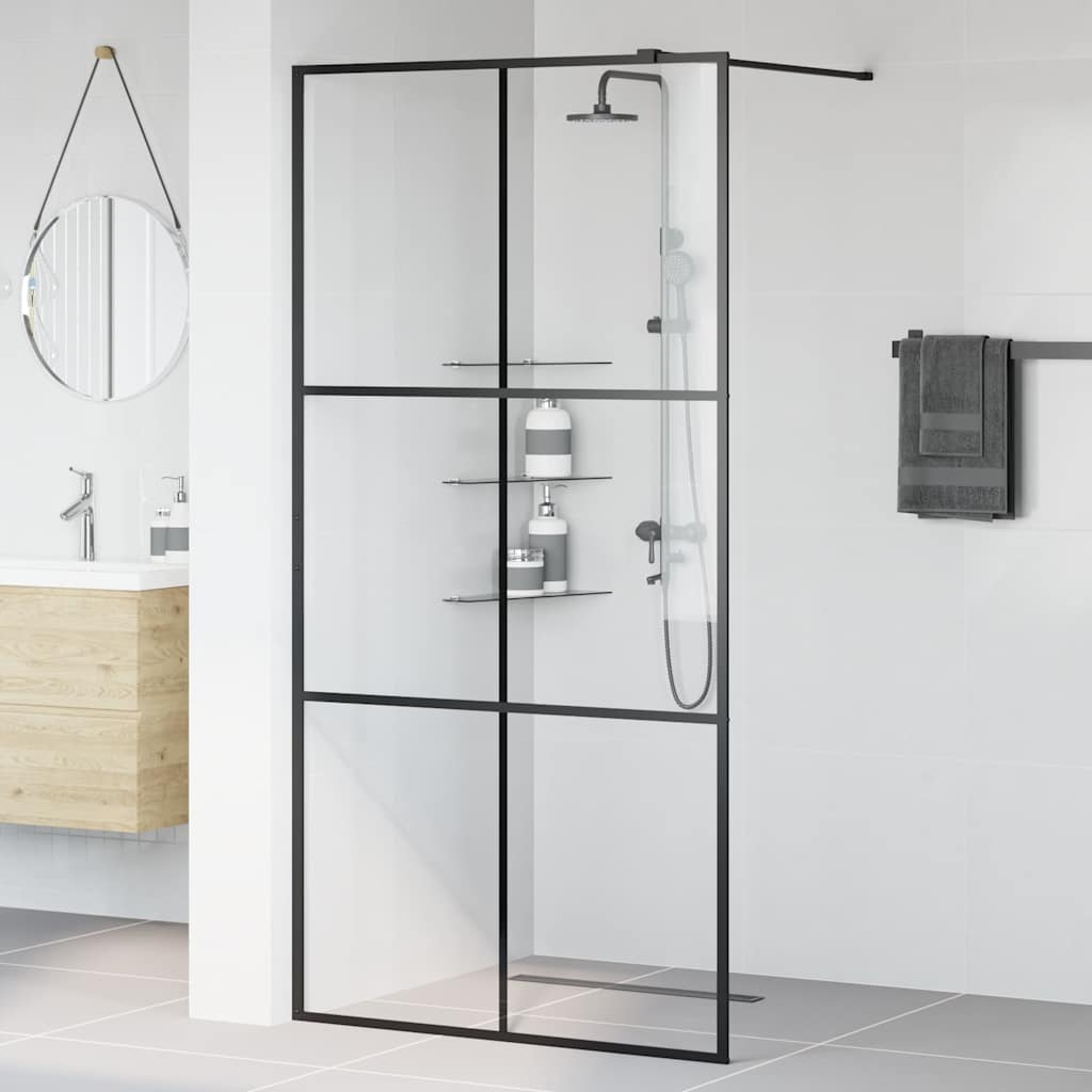 Vidaxl inloopdouchewand 100x195 cm esg-glas transparant en zwart