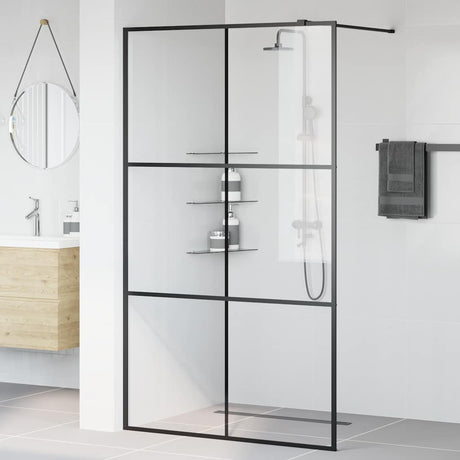 Vidaxl inloopdouchewand 115x195 cm esg-glas transparant en zwart