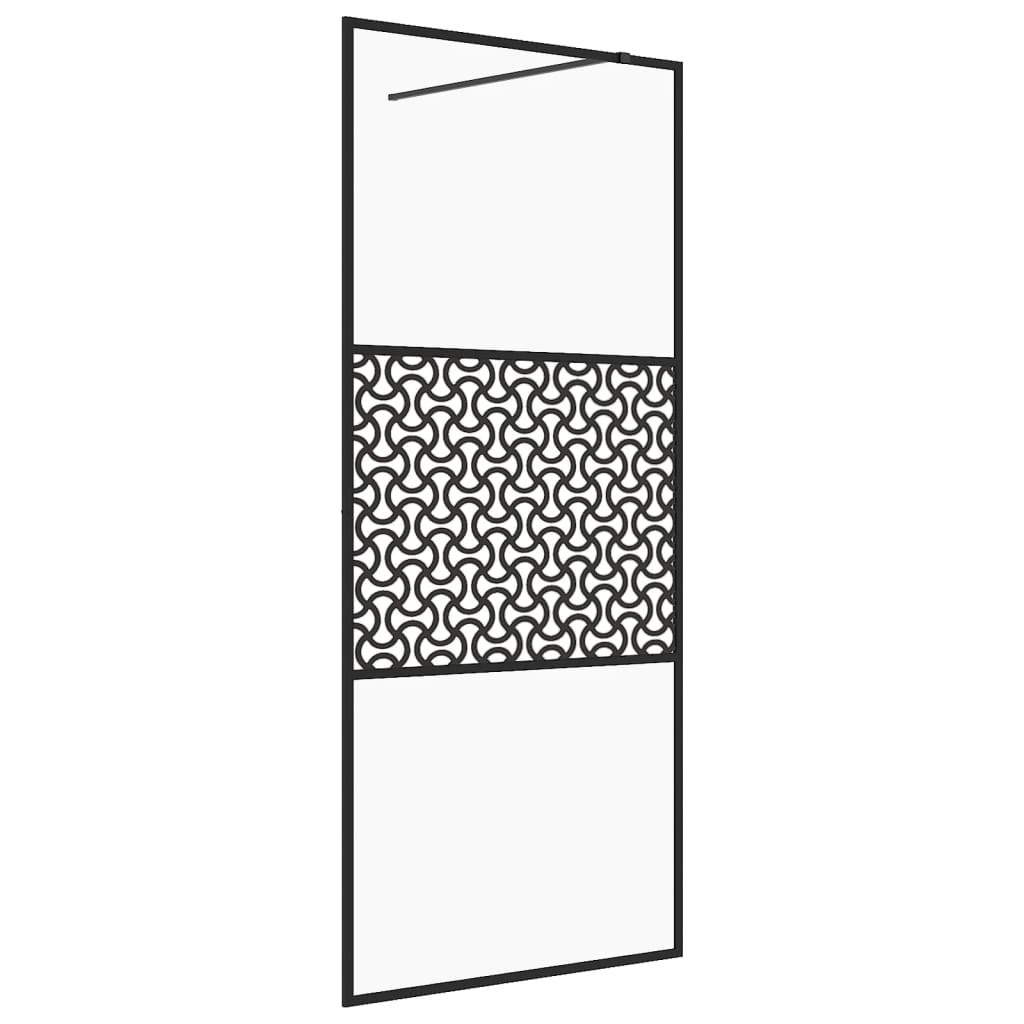 Vidaxl Walk-in shower wall 80x195 cm ESG-Glas Transparent and Black