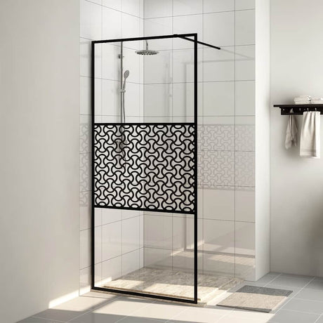 Vidaxl inloopdouchewand 100x195 cm esg-glas transparant en zwart