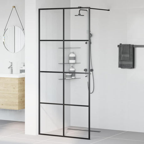Vidaxl inloopdouchewand 90x195 cm esg-glas transparant en zwart