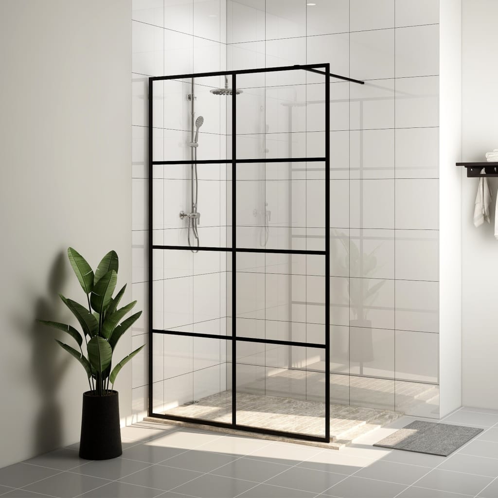 Vidaxl Walk-In Shower Mall 115x195 cm ESG-Glas transparente y negro