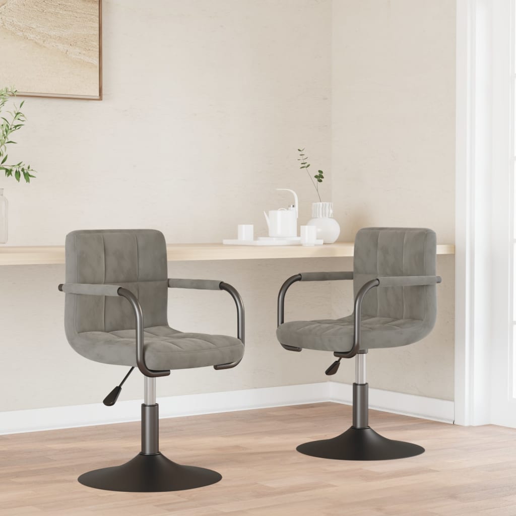 Vidaxl eetkamerstoelen draaibaar 2 st fluweel lichtgrijs