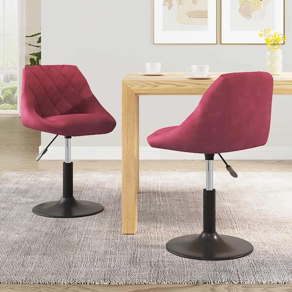 Vidaxl eetkamerstoelen draaibaar 2 st fluweel wijnrood