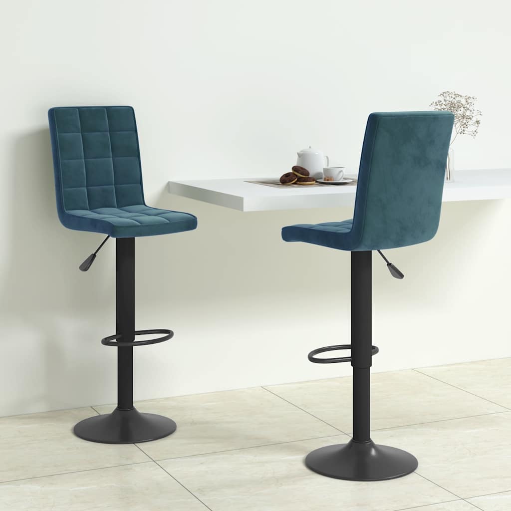 Vidaxl barkrukken 2 st fluweel blauw
